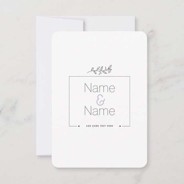 Ekologisk minimalistisk naturlig bröllops DESIGN R OSA Kort (Framsida)