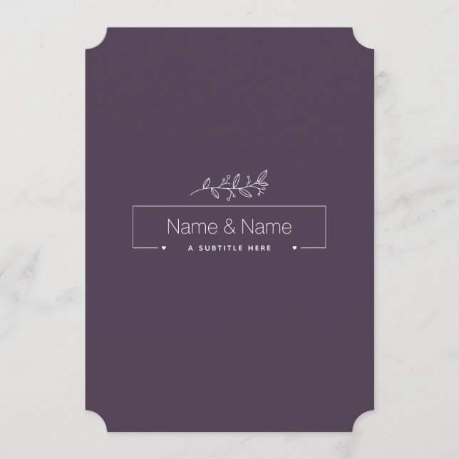 Ekologisk minimalistisk naturlig bröllopsdesign RE Meny (Framsida)