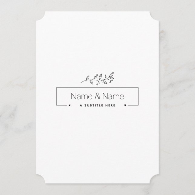 Ekologisk minimalistisk naturlig bröllopsdesign RE Meny (Framsida)