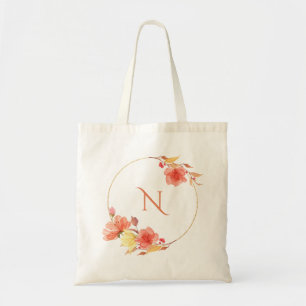 Ekologisk solnedgång blomster monogram tygkasse