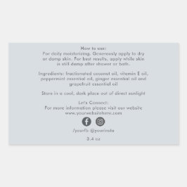 Ekologiska Affärs Skönhetsprodukt Ingredienser Blå Rektangulärt Klistermärke