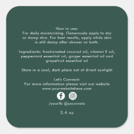 Ekologiska Affärs Skönhetsprodukt Ingredienser Grö Fyrkantigt Klistermärke