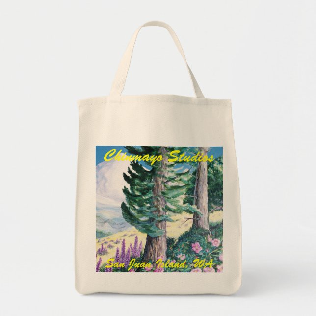 Ekologiska bergblommor matvaror handväskor tygkasse (Framsidan)