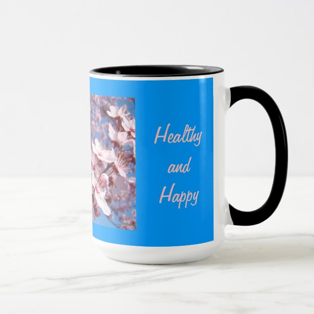 Ekologiska Mamma Kaffemuggar Blå Himmel Rosa Blomm (Höger)