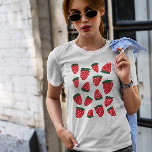 Ekologiska sommarjordgubbar - rött och grönt t shirt