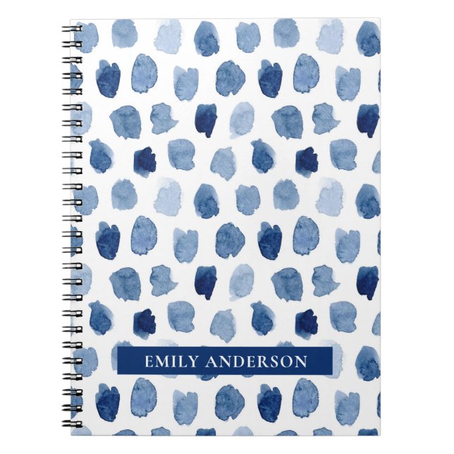 EKOLOGISKT NAVY BLUE INDIGO DOTS DYE MÖNSTER ANTECKNINGSBOK (Framsidan)