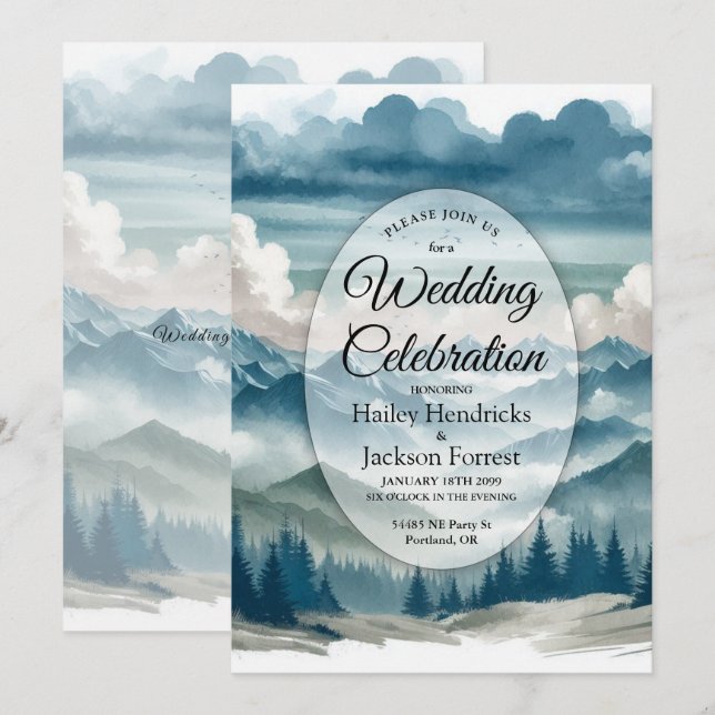 Ekon genom de dimmiga tallarna Bröllop Inbjudningar (Fram/baksida)