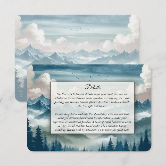 Ekon genom de dimmiga tallarna Bröllop Tilläggskort (Fram/baksida)