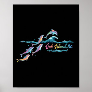 Ekön Island Nc Färgglad Dolfän Elskare Strand Seme Poster