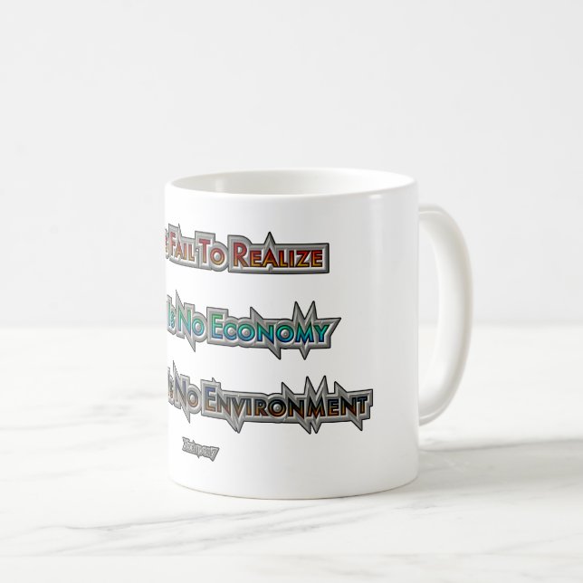 Ekonomi kontra miljö kaffemugg (Framsida höger)