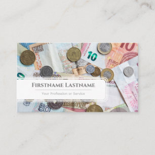Ekonomisk expert på penningvaluta i elegant, vit e visitkort