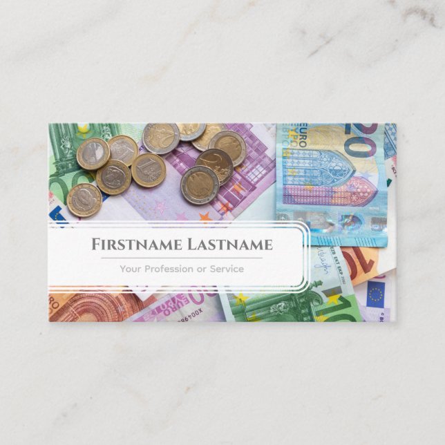Ekonomisk expert på penningvaluta i elegant, vit e visitkort (Framsida)