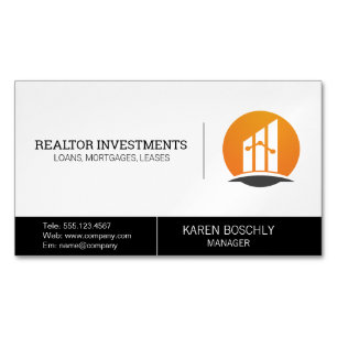 Ekonomisk Logotyp Realtor Investor Magnetiska Visitkort