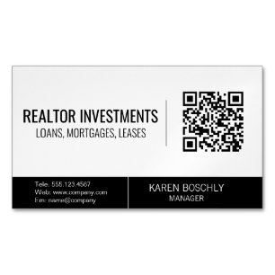 Ekonomisk Logotyp Realtor Investor QR-kod Magnetiska Visitkort
