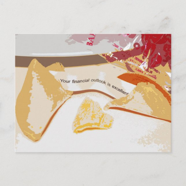 "Ekonomisk utsikt är utmärkt" Lyckokaka Vykort (Framsida)