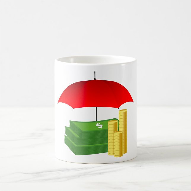 Ekonomiskt säkerhetsskydd med Red Umbrella Kaffemugg (Skapare uppladdad)