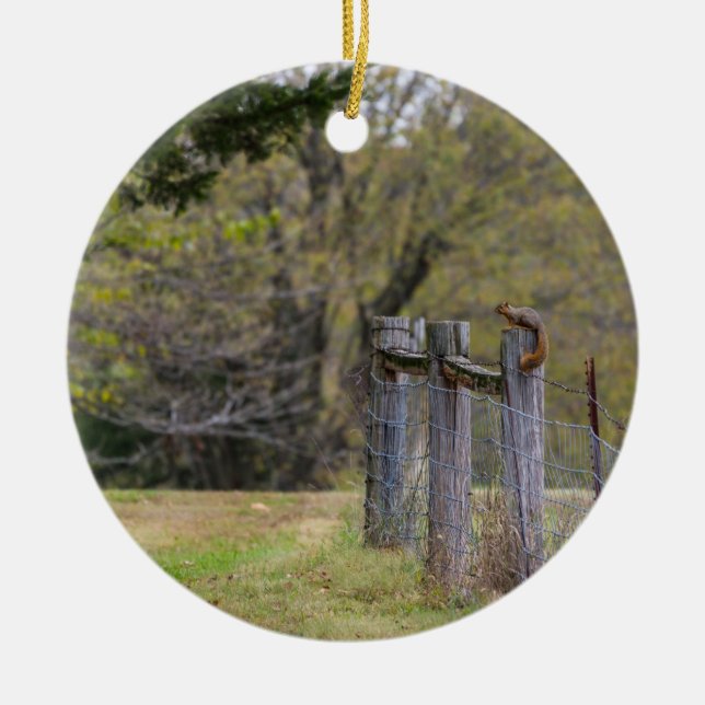 ekorns fästpunkt julgransprydnad keramik (Framsidan)