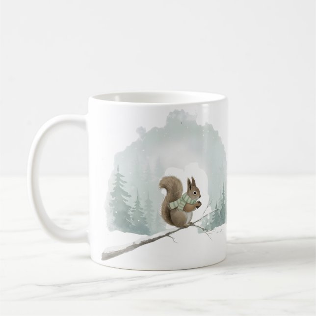 Ekorr-mugg Söt akvarell Vinter julpresent Kaffemugg (Vänster)