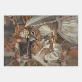 ekorrar Gifta sig i Forest Decoupage