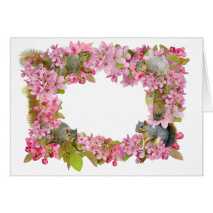 Ekorrar i blommor hälsningskort