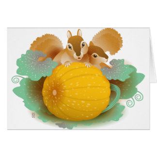 ekorrar i pumpan lappar hälsningskort