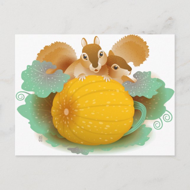 ekorrar i pumpplåstret vykort (Framsida)