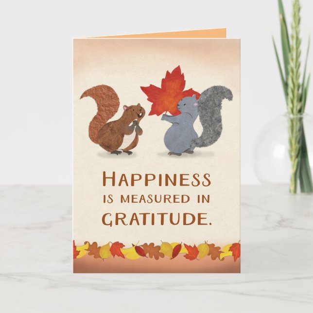 ekorrar och en marvelös Löv-Thanksgiving Helgkort (Framsida)