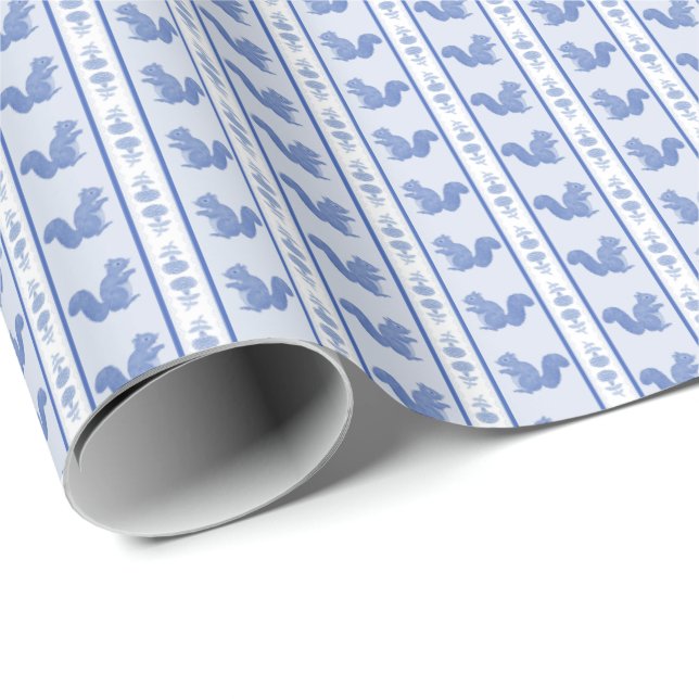 Ekorrar och Hydrangeas  Presentpapper (Rullad Hörn)