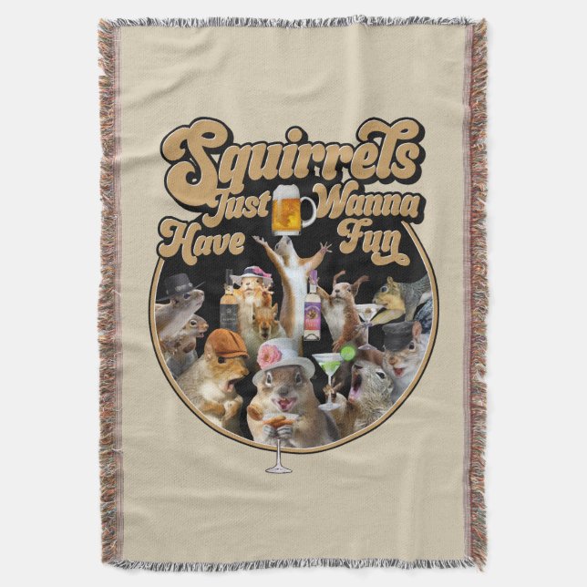 ekorrar vill bara ha Roligt Throw Blanket Filt (Framsidan Vertikal)