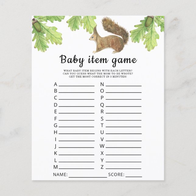 Ekorrbarn Artikeltävling. Baby Shower Lek (Framsida)