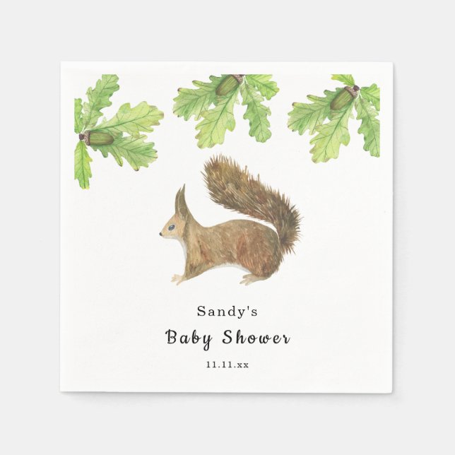 Ekorre - Baby Shower Pappersservett (Framsidan)
