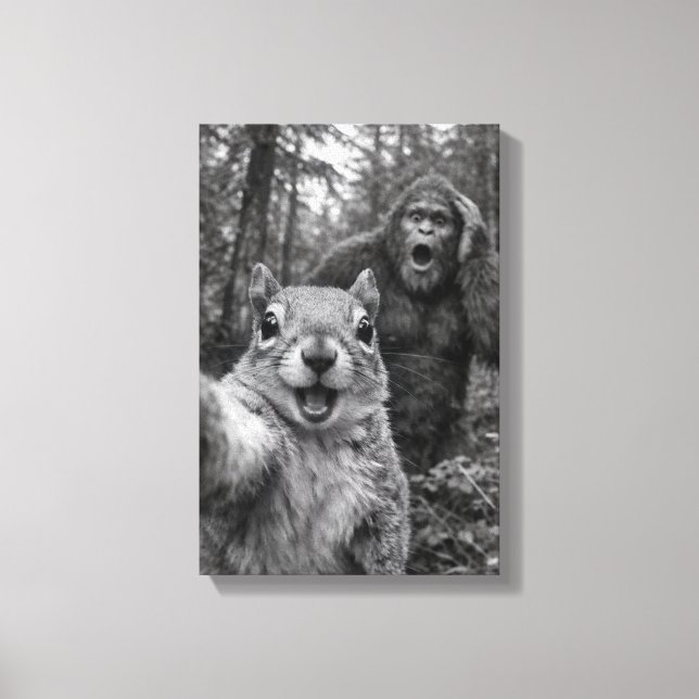 Ekorre Bigfoot Förvånad Selfie Canvastryck (Framsida)