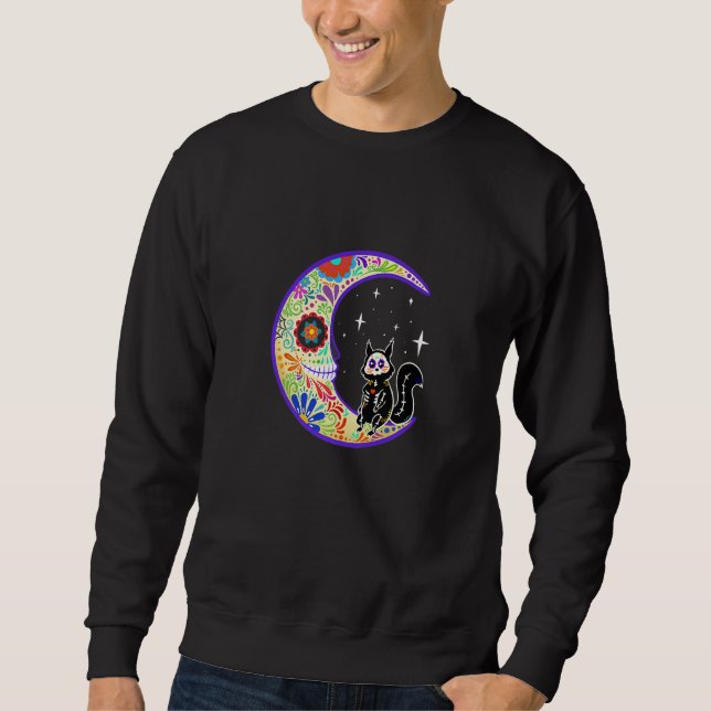 Ekorre Dia De Los Muertos Skelett   Lång Ärmad Tröja (Framsida)