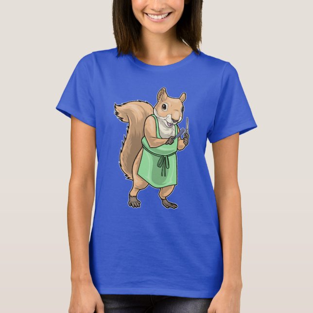 Ekorre Frisör Sax Kam T Shirt (Framsida)