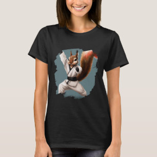 Ekorre gör karate spark svart bälte kampsport t shirt