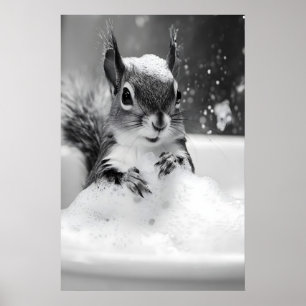 Ekorre i badkarstryck, rolig badrumsväggkonst poster