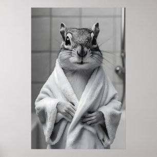 Ekorre i badrockstryck, rolig badrumsvägg poster