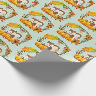 ekorre i Blommigt Utandningsutandning Rustic Mönst Presentpapper