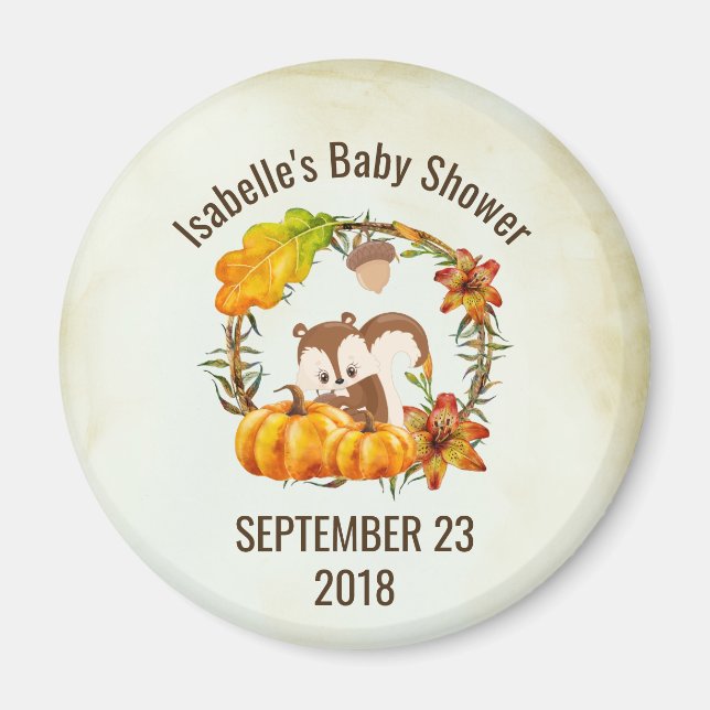 ekorre i Blommigt Utandningsutandning Rustik STD Magnet (Framsidan)