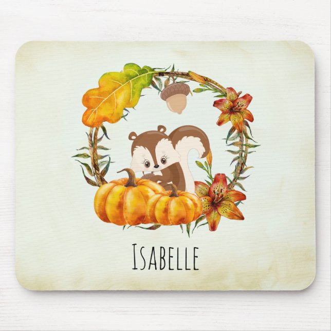 ekorre i Blommigt Utandningsutandning Rustit Musmatta (Framsidan)