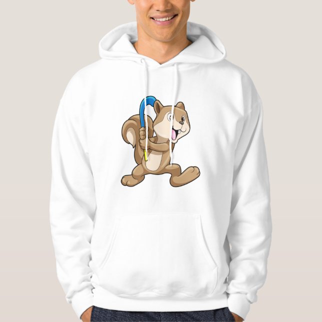 ekorre i Fält hockey med hockeypipa Hoodie (Framsida)