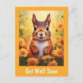 Ekorre i gula blommor Sjukskriven Gott Vykort