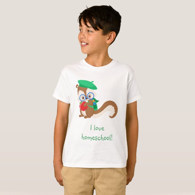 ekorre I kärlek homeschool Tee Shirt (Hel framsida)
