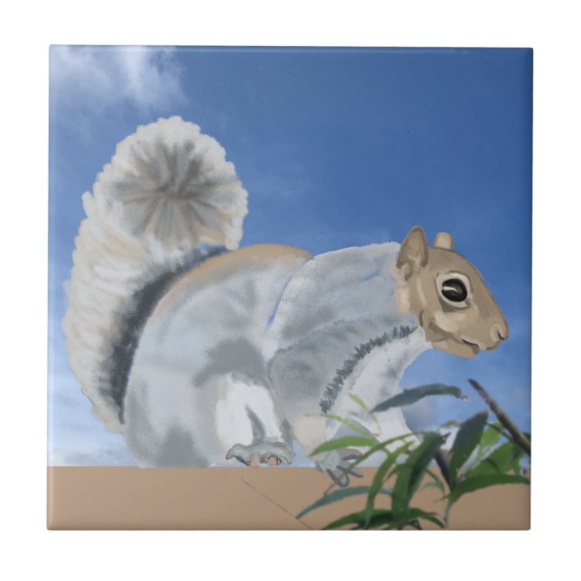 ekorre i keramiskt plattor på landsbygden kakelplatta (Framsidan)