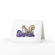 ekorre i Lila blommor