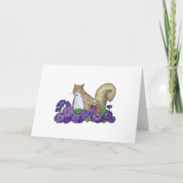 ekorre i Lila blommor Kort