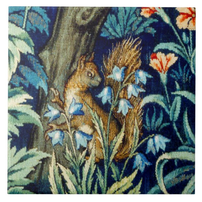 ekorre i skogen, William Morris Kakelplatta (Framsidan)
