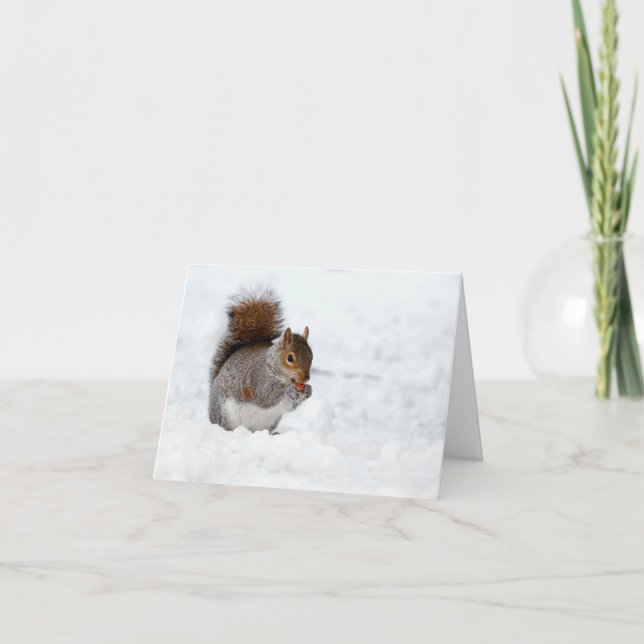 ekorre i Snö med Berry Helgdag Card Helgkort (Framsida)