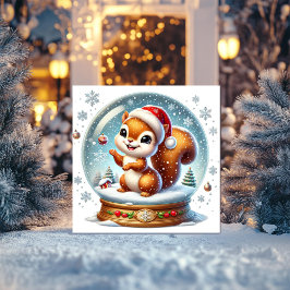 Ekorre i snöglob julkort