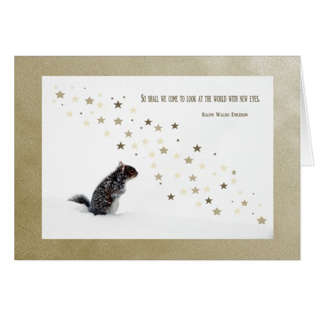 Ekorre i snön hälsningskort (Framsidan Horizontal)